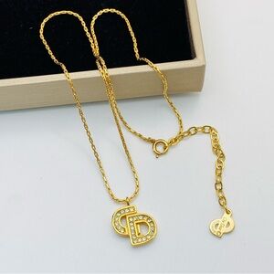 Christian Dior CD logo-pendant chain necklace